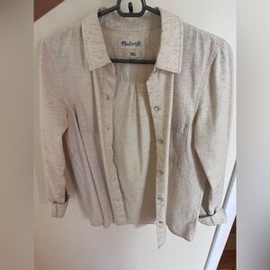 Madewell button down cream color with specks of color
